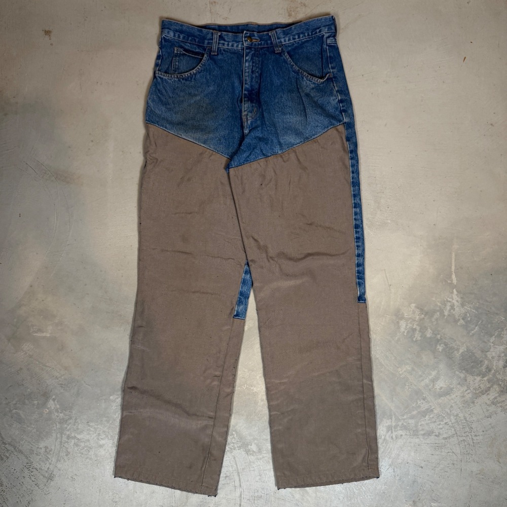 Vintage Browning Mens 34x30 Blue Denim Canvas Brush Guard Hunting Upland Pants
